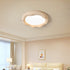 Modern Minimalist Cream Round Iron Fiberglass LED Flush Mount Ceiling Light For Living Room