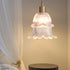 Contemporary Luxury Antique Brass Flower Glass Design 1-Light Pendant Light For Living Room