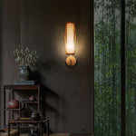 Traditional Japanese Oval Hand Woven Bamboo Fabric Metal 1-Light Wall Sconce Lamp For Bedroom