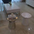 Contemporary Scandinavian Round Disc Column Fiberglass End Table 1-Tier For Living Room