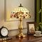 Traditional Tiffany Shell Stained Glass Shade Full Copper Base 1-Light Table Lamp For Bedroom