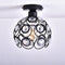 Modern Minimalist Round Dome Iron Crystal 1-Light Semi-Flush Mount Ceiling Light For Living Room