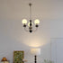 Traditional Vintage Branch Curved Pole Orb Iron Wood Glass 3/5/6 Light Chandelier For Living Room