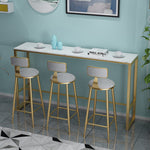 Contemporary Scandinavian Iron Velvet Sponge Marble Round Rectangular Bar Stool & Table Set For Kitchen