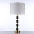 Modern Minimalist Cylinder Fabric Iron Marble 1-Light Table Lamp For Bedroom