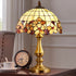 Traditional Tiffany Shell Stained Glass Shade Full Copper Base 1-Light Table Lamp For Bedroom