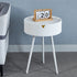 Modern Minimalist Round Tripod Plastic Nightstand 1-Storage For Bedroom