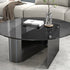 Modern Minimalist Round Square Glass Slate Metal Coffee Table For Living Room