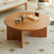 Contemporary Nordic Round Rock Board Wood Base Coffee Table For Living Room