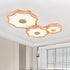 Traditional Chinese Lotus Leaf Wooden Iron Acrylic LED Flush Mount Ceiling Light For Living Room