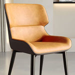 Contemporary Scandinavian Leather Carbon Steel Sponge Square Vein Lines Dining Chair Backrest For Dining Room