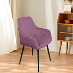 Modern Minimalist Square Iron Velvet Fabric Sponge Dining Chair Four Legs Armrest Backrest For Dining Room