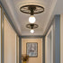 Traditional Vintage Wrought Iron Wheel 1-Light Semi-Flush Mount Ceiling Light For Hallway