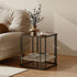 Modern Minimalist Square Rectangular Glass Rock Slab Metal Coffee Table For Living Room