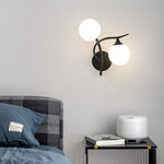 Contemporary Simplicity Iron Curved Line Spherical Glass Shade 2-Light Wall Sconce Lamp For Bedroom