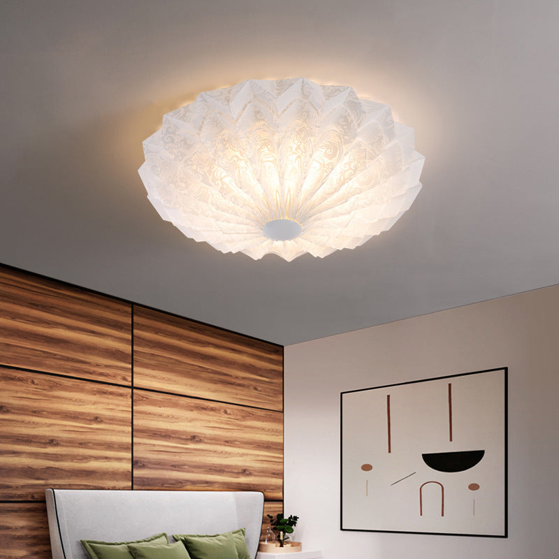 Contemporary Nordic Iron Acrylic Round Printed LED Flush Mount Ceiling Light For Bedroom