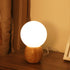 Contemporary Scandinavian Orb Glass Wood Base 1-Light Table Lamp For Bedroom