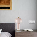 Modern Minimalist Dome Round Cylinder Hardware 2-Light Table Lamp For Bedroom