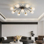 Modern Luxury Branch Orb Star Full Copper Glass 9/13/17 Light Semi-Flush Mount Ceiling Light For Living Room