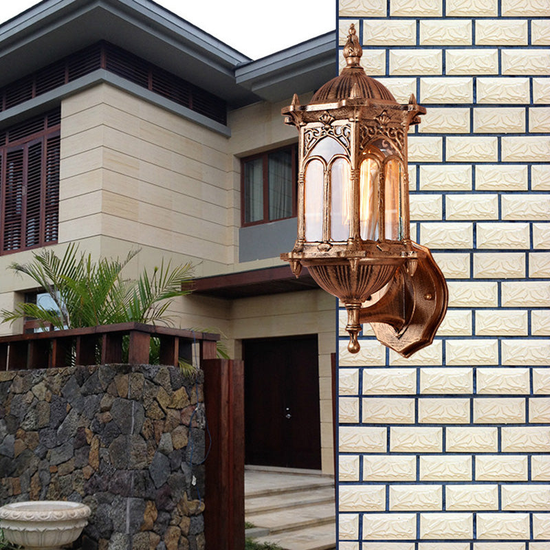 Traditional European Waterproof Cylinder Aluminum Glass 1-Light Wall Sconce Lamp For Garden