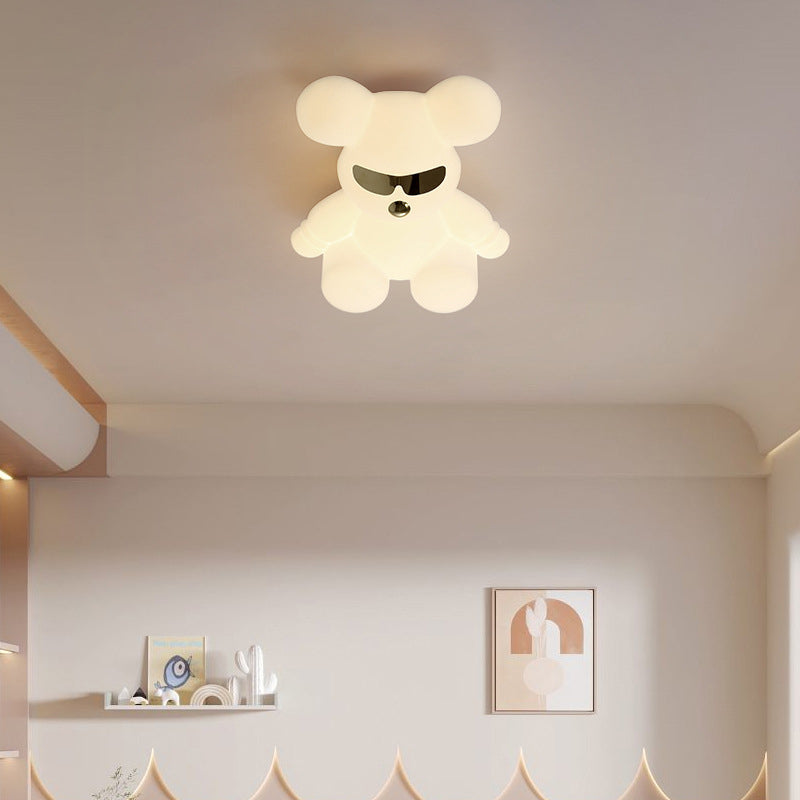 Contemporary Creative Cartoon Animal Bear Acrylic Shape Iron LED Kids Flush Mount Ceiling Light For Bedroom