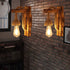 Contemporary Industrial Wood Hemp Rope Iron Glass Cubic Pendant 1-Light Wall Sconce Lamp For Hallway