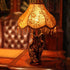 Traditional Vintage Peacock Flower Pattern Resin Fabric 1-Light Table Lamp For Bedroom