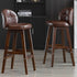 Modern Minimalist Square Wood Leather Foam Bar Stool With Four Legs Backrest For Dining Room