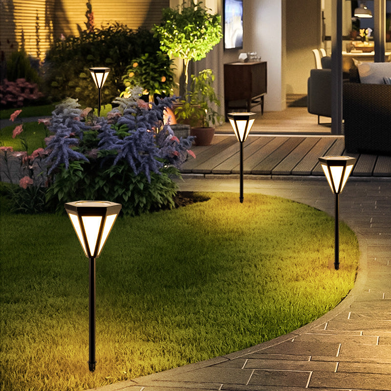 Modern Minimalist Waterproof Solar Tri-Prism Iron Acrylic Ground Plug LED Landscape Light For Garden