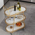 Contemporary Nordic Oval Marble Metal Dining Cart 3-Tray For Dining Room