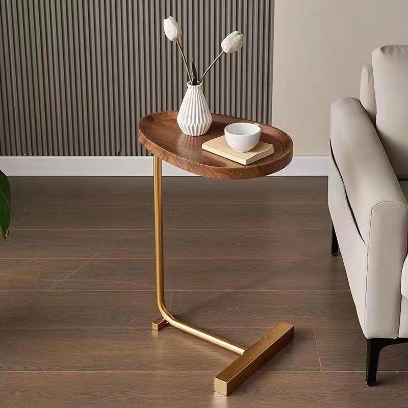 Modern Minimalist Water Drops Oval Density Plate Carbon Steel End Table For Living Room