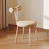 Modern Art Deco Cream Candy Round Fabric Iron Vanity Stool Backrest Armless For Bedroom