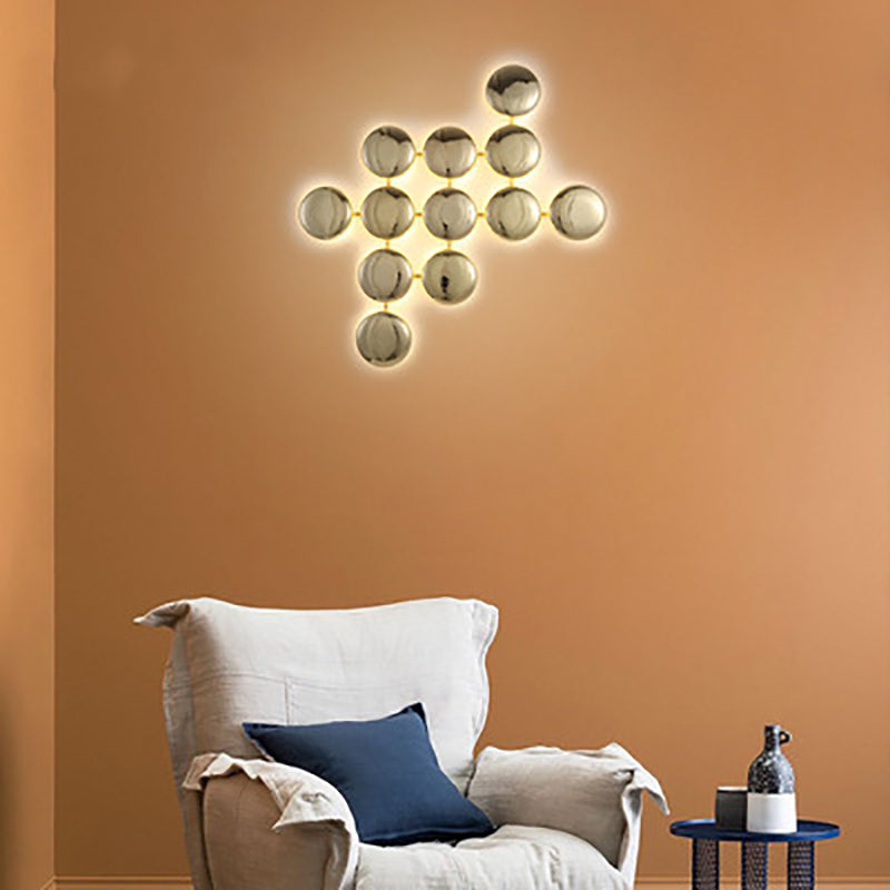 Contemporary Luxury Titanium Round Circle 10/14/24 Light Wall Sconce Lamp For Hallway