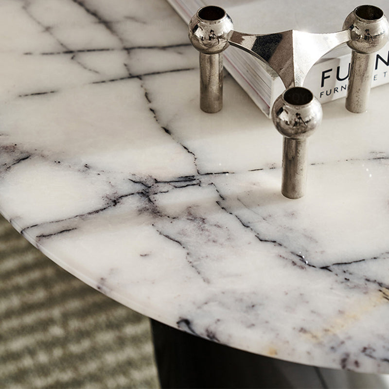 Modern Minimalist Round Marble Stainless Steel End Table 1-Tier For Living Room