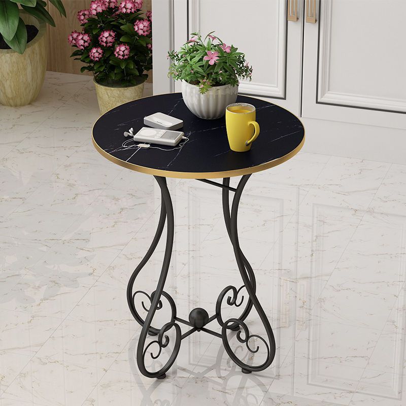 Contemporary Nordic Round Heart Base Medium Fiber Synthetic Plate Metal Coffee Table For Living Room