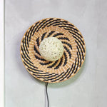 Traditional Chinese Round Orb Hand Woven Rattan 1-Light Wall Sconce Lamp For Living Room