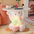 Modern Art Deco Kids Rabbit Round Plate Rectangular Drawer Resin Wood Enamel End Table 1-Drawer With LED Light For Bedroom