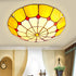 Traditional Tiffany Round Hardware Stained Glass 2/3/4 Light Flush Mount Ceiling Light For Living Room