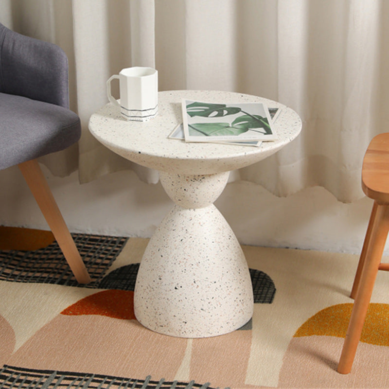 Contemporary Nordic Round Hourglass Magnesium Oxide End Table For Living Room