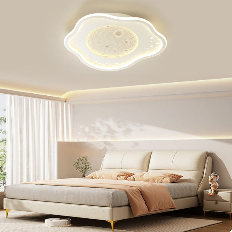 Modern Minimalist Irregular Shape Moon Iron Acrylic LED Flush Mount Ceiling Light For Living Room