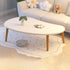 Modern Minimalist Curved Oval Density Board Wood End Table 1-Tier For Living Room