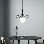 Modern Luxury Glass Ball Shade Arc Iron 1-Light Pendant Light For Living Room