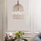 Traditional Vintage Birdcage Grid Iron Crystal 1-Light Chandelier For Bedroom