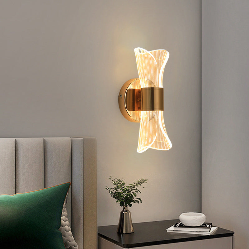 Contemporary Nordic Iron Acrylic Folding Petal LED Wall Sconce Lamp For Bedside