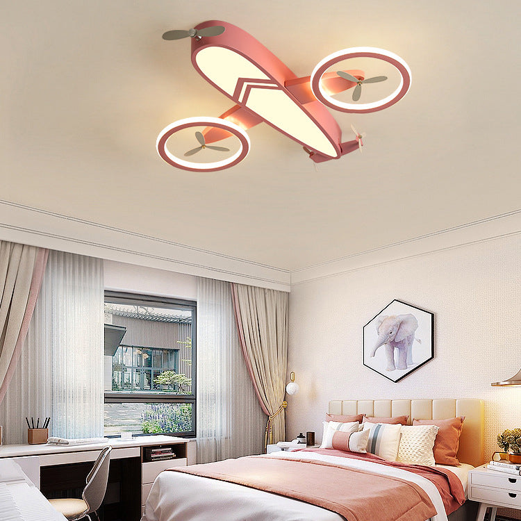 Contemporary Creative Acrylic Cartoon Airplane LED Kids Flush Mount Ceiling Light For Living Room