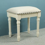 Contemporary Scandinavian Square Linen Leather Solid Wood Vanity Stool Backless Armless For Bedroom