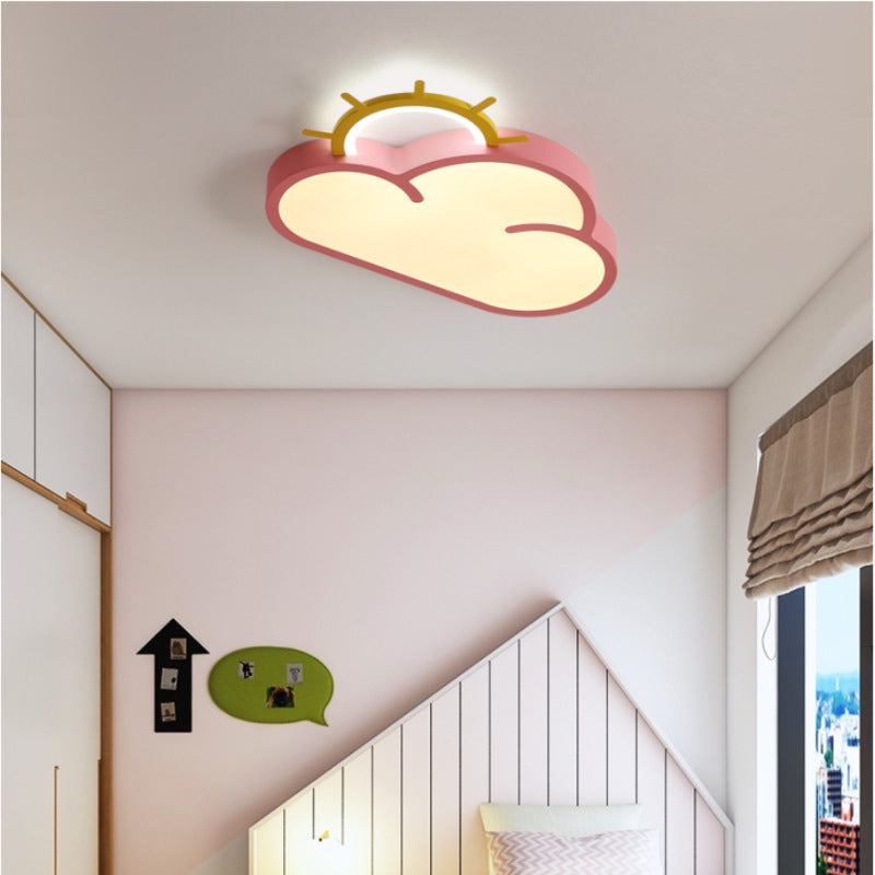 Contemporary Creative Cartoon Cloud Sun Acrylic Shade LED Kids Flush Mount Ceiling Light For Bedroom