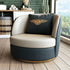 Modern Luxury Round Leather Upholstered Swivel Accent Chair Backrest Armrest For Living Room