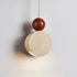 Traditional Japanese Travertine Shade Wood Round Ball 1-Light Pendant Light For Living Room