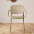 Contemporary Nordic Square Rattan Plastic Dining Chair Backrest Armrest For Dining Room